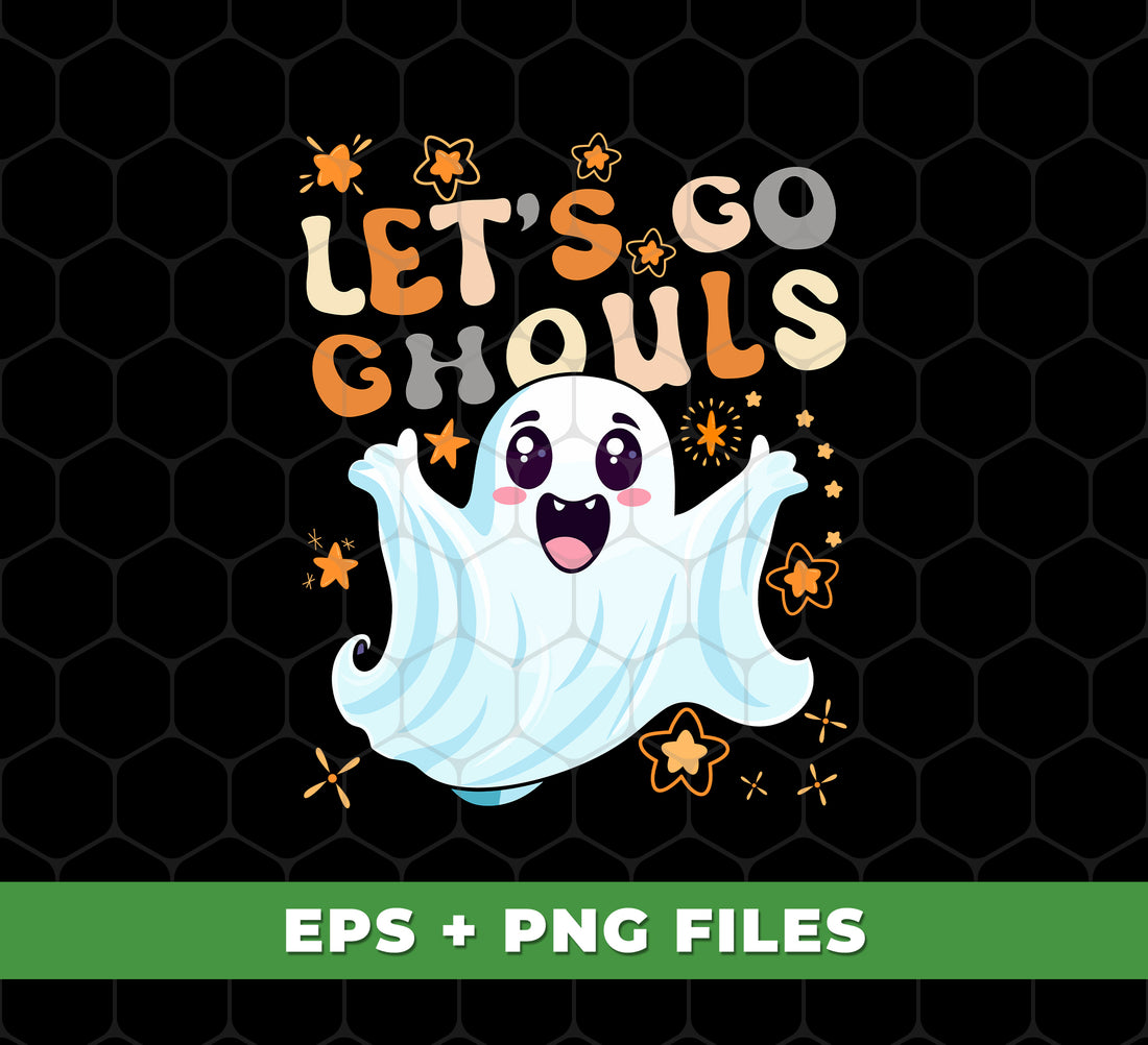 Happy Halloween, Let's Go Ghouls, Retro Fall Halloween, Halloween Gift, Cute Ghost, Vintage Boo, Digital Files, Png Sublimation