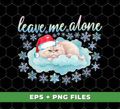 Leave Me Alone, Angry Cat, Cat Lying On A Cloud, Merry Christmas, Digital Files, Png Sublimation