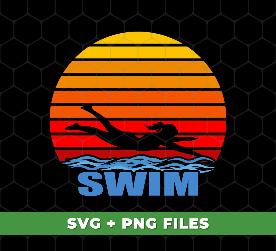 Vintage Woman Swimming, Retro Swimmer, Lady Swimmer Silhouette, Digital Files, Png Sublimation
