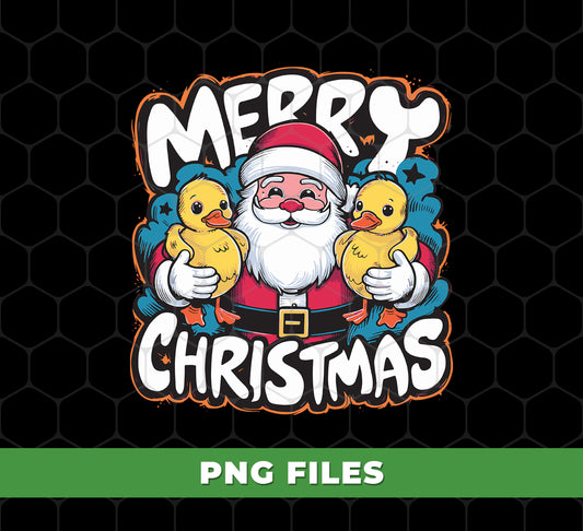 Love Santa, Merry Christmas, Cute Duck Couple, Baby Duck Xmas, Digital Files, Png Sublimation