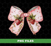 Pink Bow, Strawberry Lover, Strawberries Bow, Xmas Gift, Digital Files, Png Sublimation