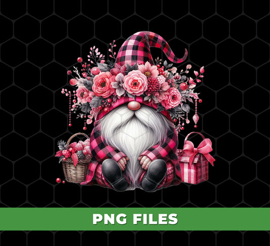 Pink Gnome, Cute Christmas, Cute Gnome, Pink Plaid, Digital Files, Png Sublimation