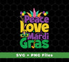 Peace Love Mardi Gras, Mardi Gras Holiday, Three Kings Day, Svg Files, Png Sublimation