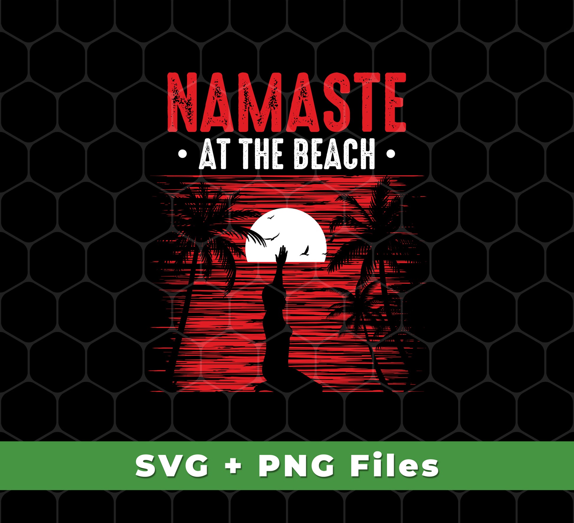 Namaste At The Beach, Retro Yoga, Yoga On Seaside, Svg Files, Png Sublimation