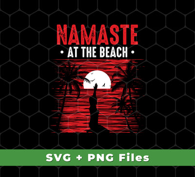 Namaste At The Beach, Retro Yoga, Yoga On Seaside, Svg Files, Png Sublimation