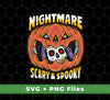 Nightmare Scary And Spooky, Skeleton Into Pumpkin, Svg Files, Png Sublimation