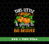 This digital file set, featuring a pumpkin with the phrase "This little pumpkin is going to be a big brother," is perfect for Halloween projects. The set includes both scalable vector and raster graphics files, making them perfect for various printing applications. Add a spooky touch to any project with this cute design.