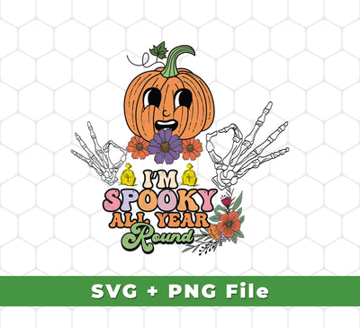 This bundle includes five SVG and PNG files that feature a humorous pumpkin character perfect for Halloween and year-round spooky fun. High-resolution images are ready for sublimation with crisp and vivid color. Make Halloween and seasonal projects extra special with this set!