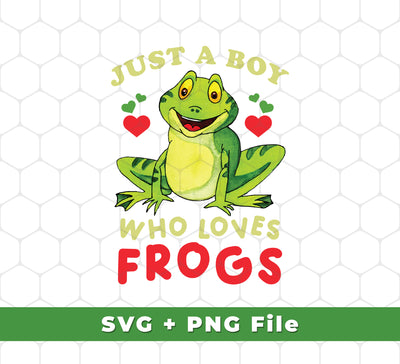 Express your love of frogs with these Just A Boy Who Love Frogs, I Love Frog, Funny Frog, Svg Files, and Png Sublimation designs. Enjoy crisp, high-definition images with great detail in both Svg Files and Png Sublimation formats. Make a statement with humor and style.