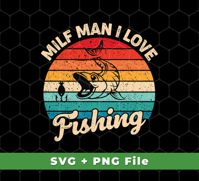 This silhouette fishing set includes five SVG and PNG files perfect for sublimation printing. The set features a Milf Man I Love Fishing, Retro Fishing, and Fishing Silhouette designs, giving you everything you need to show off your love of fishing.