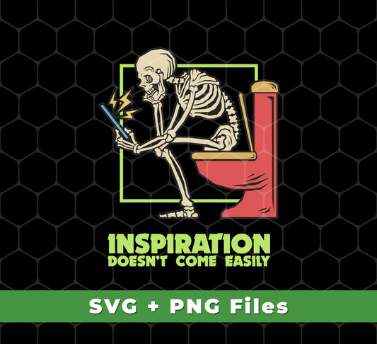 Show off your unique style with this skeleton sitting on the toilet design! This high-quality design comes in an SVG file format as well as a PNG sublimation, perfect for printing and embroidery projects. Perfect for inspiring creativity!