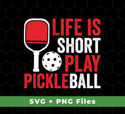 This is the ideal pickleball set for any pickleball enthusiast. This set includes a "Life is Short Play Pickleball" SVG file, a "Best Pickleball Ever" SVG file, and a PNG sublimation. Enjoy hours of fun and games with this top-notch pickleball set.