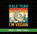 This Kale Yeah, I'm Vegan, Retro Kale Yeah, Vegan Vintage set offers Premium SVG and PNG files for sublimation. Utilize all the features for high-quality prints that last for years. Whether for personal or commercial use, this set is sure to get your message across.