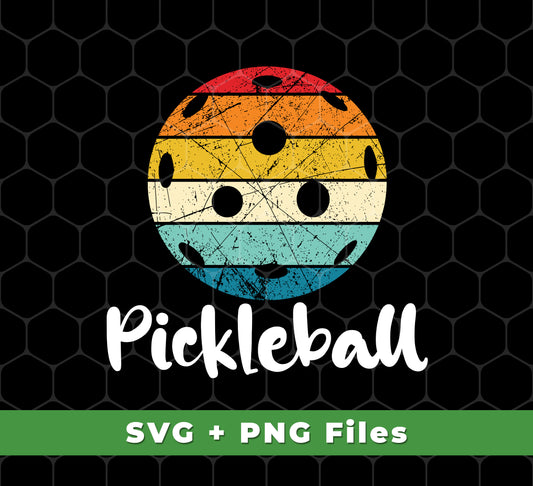 This Pickleball collection contains everything you need for a retro pickleball match: SVG and PNG files for sublimation as well as pickleball, retro pickleball, and playing pickleball images. Get ready for a fun game now!