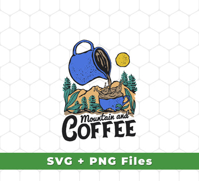 Satisfy your coffee cravings and home decor needs with this Mountain and Coffee set. Fill your wall with the mountain and coffee designs created with SVG Files and PNG Sublimation. Make your home vibrant and enjoy the delightful wet the plant, wet by coffee designs.