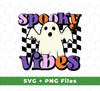 Make some spooky vibes with Ghost Groovy and Ghoul Funny Halloween SVG Files and PNG Sublimation! Create decorations and apparel with this spooky set of files and switch up your Halloween festivities.