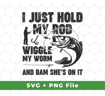 This high-quality design is perfect for any angler who loves their craft. With high-resolution SVG and PNG files, you'll be able to make a lasting impression by either printing or displaying your design. Get ready to shout 'And bam she's on it!' when you cast your lure.