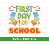 Welcome back to school with this set of 5 high-quality digital files in both SVG and PNG format. Get ready to start the school year off right with this school-themed set, complete with the words 'First Day Of School', 'Love My School', and 'Back To School'. Perfect for any project.