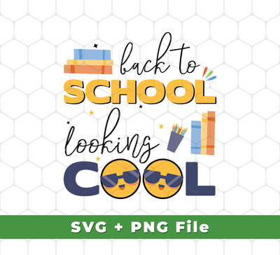 Get your school look ready with this set of Back To School, Looking Cool, Love School, Baby School, Svg Files, and Png Sublimation files. Svg Files, and Png Sublimation to help make sure your school look is cool and stylish. Get your school look ready with this set of digital files.