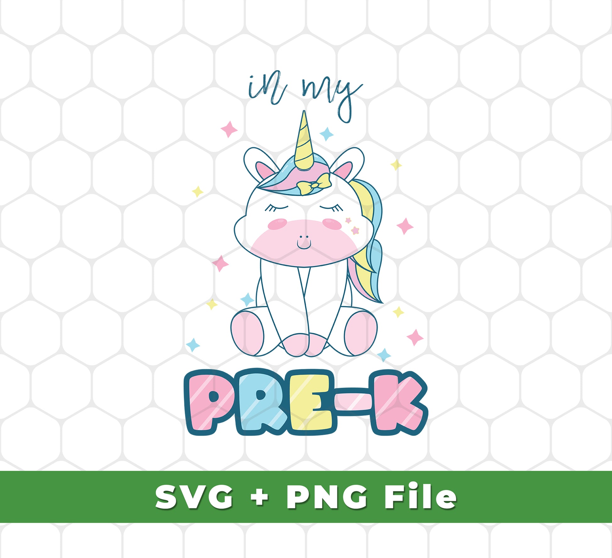 Enjoy Gift In My Pre-K's adorable Baby Unicorn - perfect for making custom designs. This package includes Unicorn Cute Svg Files and Png Sublimation. Easily create the perfect custom design for whatever your project requires.