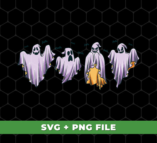 This five-pack of digital art featuring Horror Spooky, Funny Spooky, Funny Four Boo, SVG files, and PNG sublimation can add a spooky and whimsical touch to your design projects. Perfect for Halloween decor and apparel, these digital art files are sure to make a statement.