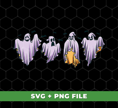 This five-pack of digital art featuring Horror Spooky, Funny Spooky, Funny Four Boo, SVG files, and PNG sublimation can add a spooky and whimsical touch to your design projects. Perfect for Halloween decor and apparel, these digital art files are sure to make a statement.