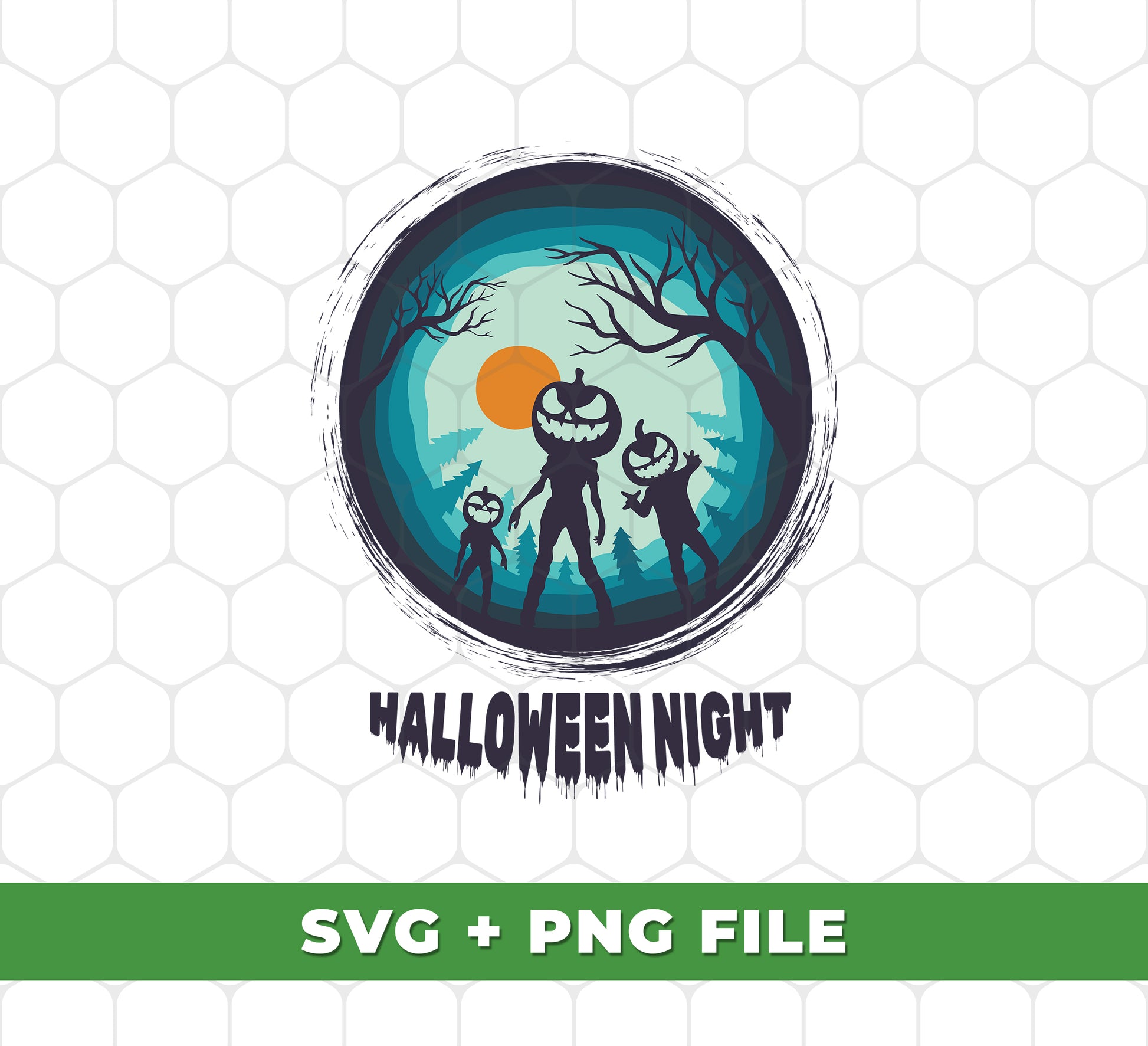"Halloween Night, Pumpkinman, Horror Halloween" SVG/PNG files offer high-quality designs for sublimation. They are perfect for parties, decorations, and apparel. Download and enjoy the perfect Halloween prints!