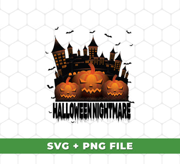 This Halloween, enjoy enhanced designs with the Halloween Nigthmare, Dread Castle, Horror Pumpkin, SVG Files, and PNG Sublimation collection. Create unique and vibrant graphics for any project, with SVG and PNG files for easy print and cut designs. Turn your Halloween into a spooky nightmare!