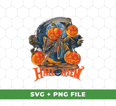 This set of digital files is perfect for decorating any Halloween party. Included are svg and png files of horror pumpkin images, as well as a pumkpin-man graphic. Add a spooky touch to your celebration with these sublimation designs.