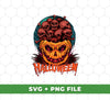 Spook out your Halloween decorations with this dread Halloween pumpkin head with full of skull SVG file and PNG Sublimation. Easily add this design to your decorations and transform any space into a spooky, haunted location.