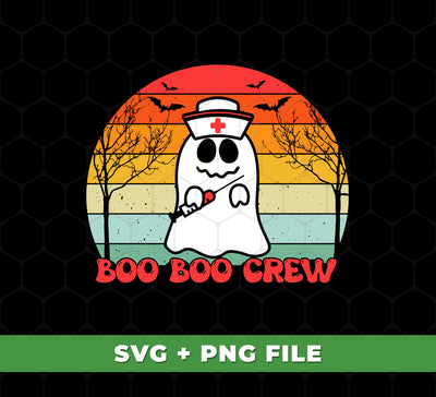 Be ready for Halloween with this Boo Boo Crew set. This includes Boo Halloween, Retro Halloween, Svg Files, and Png Sublimation, perfect for creating spooky items this October. Quickly make clever and creative decorations with these high-quality, ready-to-use files.