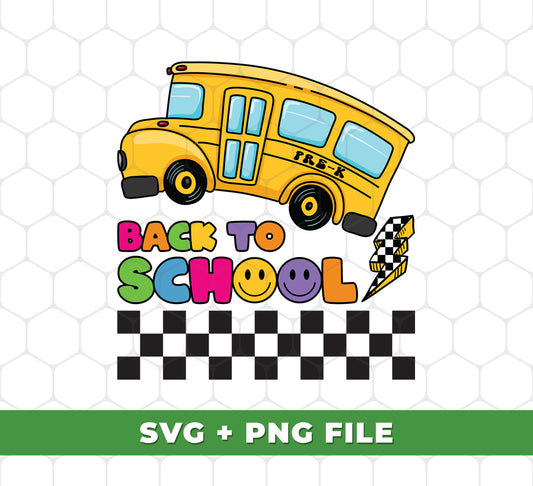 This fun Back To School Bus Groovy Pre K Design is perfect for any Pre-K project. The design is comprised of Svg Files and Png Sublimation and is perfect for any creative project.