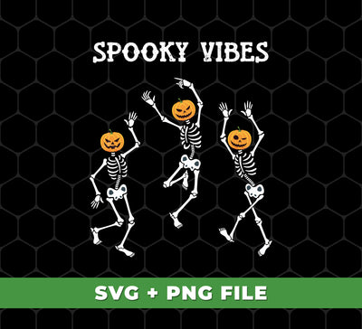 Make Halloween spookier with this set of Happy Halloween, Skeleton Dancing, Funny Halloween Svg Files and Png Sublimation. Perfect for party decorations, this set is sure to make any Halloween gathering memorable.