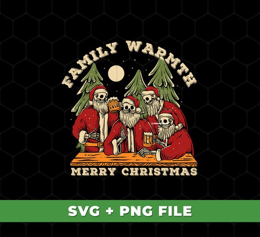 Family Wamth's Merry Christmas Skeleton Santa Family Svg and Png Sublimation will bring warmth and cheer to your Christmas this year. Ideal for projects like teacher gifts and Christmas cards, these files are compatible with vinyl cutting machines, cricut machines, and plotters. With quick delivery, you're sure to have them in time for the holidays.