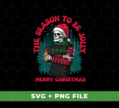 This bundle of SVG and PNG files contains 5 festive holiday graphics to help you create a unique Christmas look. Perfect for sublimation, these files feature a Skeleton Santa, The Season To Be Jolly, and Merry Christmas to make your printouts stand out this holiday season.