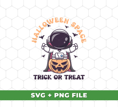 This Halloween Space, Trick Or Treat, Horror Astronaut, Svg Files, Png Sublimation set includes five unique designs to create a spooky look for your accessories. Utilize Svg Files and Png Sublimation for high quality images that are sure to make a statement. Transform your holiday decorations into something special this year!