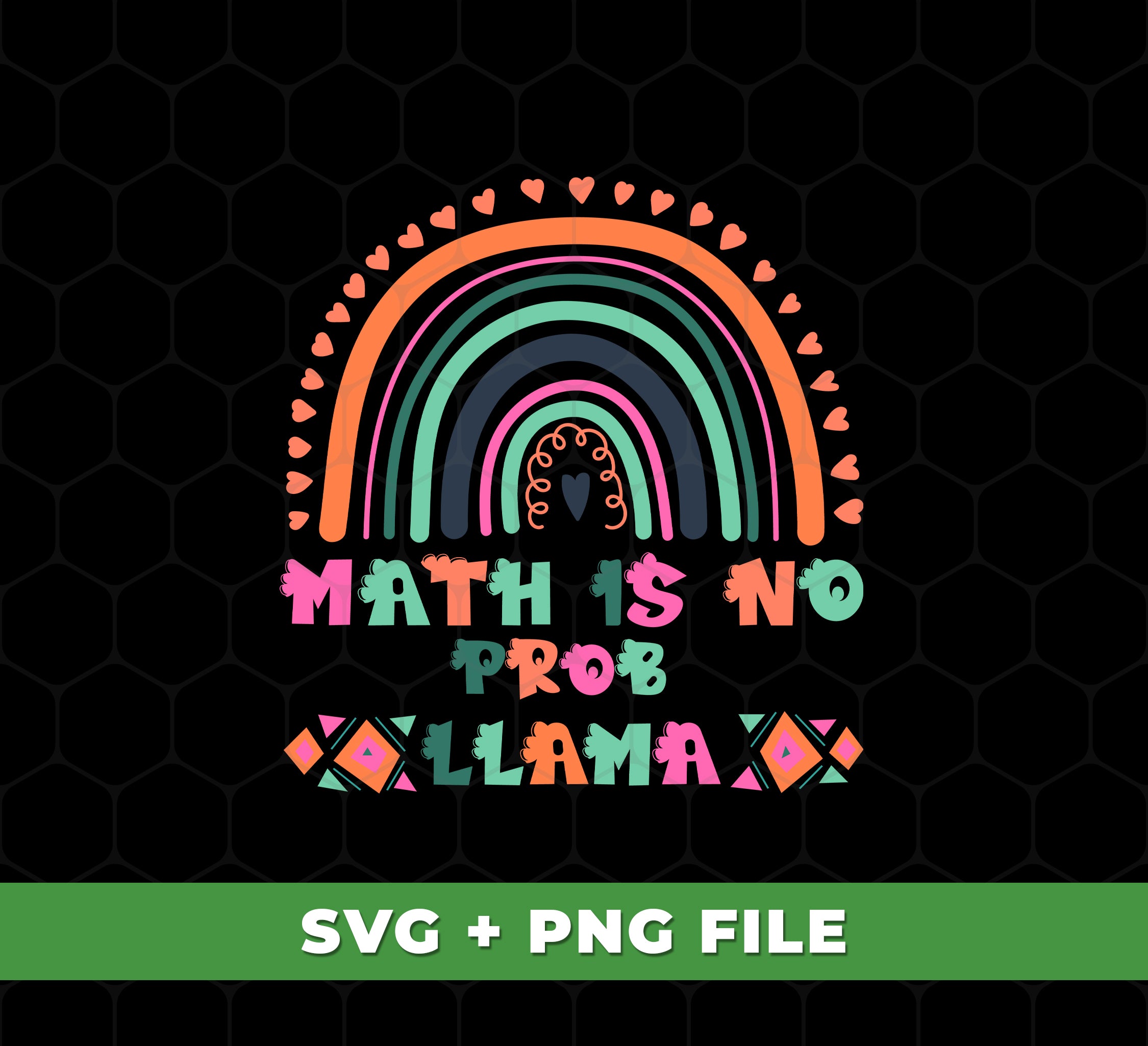 Math Is No Prob-Llama, No Problem, Retro Rainbow, Svg Files, Png Subli ...