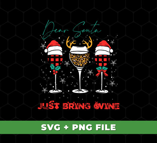 Satisfy your holiday cheer with this festive digital design. Each high-quality SVG and PNG file is perfect for modernizing your Christmas decor, making custom apparel and mugs, and creating other festive decorations. Spread the joy this year with Dear Santa, Just Bring Wine,Caro Pattern, My Christmas, Trendy Xmas, Svg Files, and Png Sublimation.