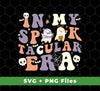 Make spooky Halloween creations with this set of horror-themed SVG and PNG files to sublimate your projects. The In My Spook Tacular Era, Happy Halloween, and Horror Era designs make a great addition to your Halloween decorations and apparel.