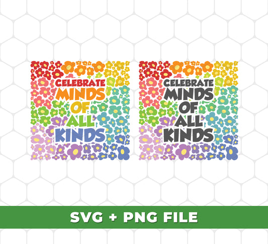 Groovy Flowers, Celebrate Minds Of All Kinds, is a unique collection of SVG and PNG files, suitable for print and digital projects. Showcase your creativity with a variety of sublimation prints.