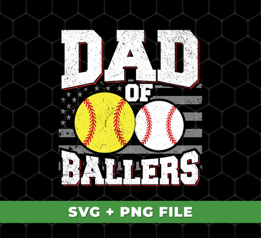 This bundle features a unique Baseball Sport Dad of Ballers Retro Baseball Player design, including both SVG and PNG files ready for you to use for sublimation printing. Enjoy creating unique projects with these professional-grade images!