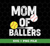 Mom Of Ballers is a retro baseball player design featuring Baseball Sport, Svg Files and Png Sublimation. Perfect for adding a unique, vintage touch to your sporty apparel. Put some retro flair into your next project!