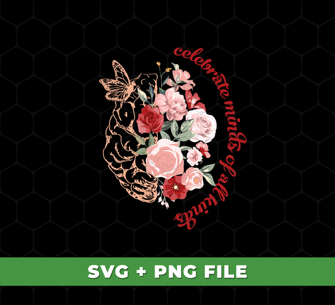 Brain And Flower, Normalize Of All Kinds, Floral Brain, Svg Files, Png Sublimation