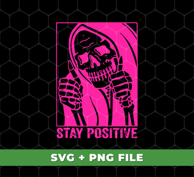 Stay Positive, Pinky Ghost, Funny Ghost, Retro Halloween, Digital Files, Png Sublimation