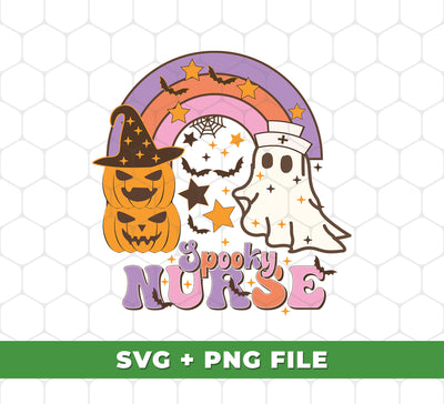 Spooky Nurse, Nurse Boo, Pumpkinman, Groovy Halloween, Digital Files, Png Sublimation (Copy)