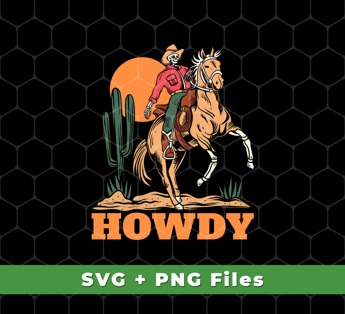 Howdy Cowboy, Cowboy In Desert, Cowboy With Horse, Digital Files, Png Sublimation