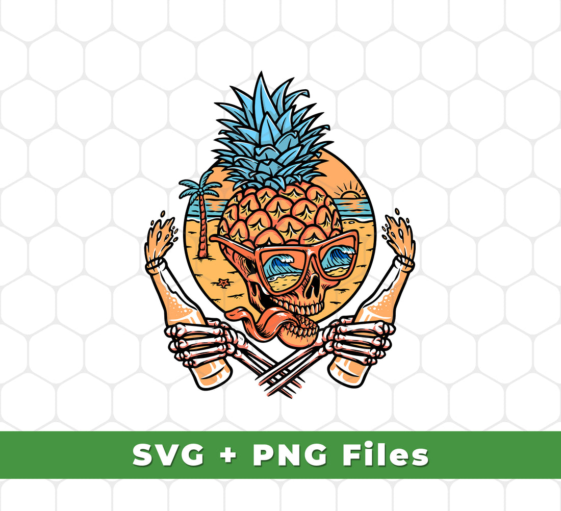 Pineapple Skull, Love Skull, Horror Pineapple, Skull Love Beer, Digital Files, Png Sublimation