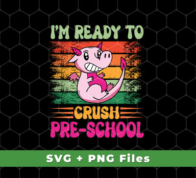 The I'm Ready To Crush Pre-School set is a digital collection of 20 PNG files tailored to sublimation. Use it to bring a retro, playful vibe to your designs. With 300dpi resolution and colors that don't fade, you can be sure your projects will stand out!