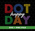 Create your own dot designs with our Happy Dot Day, Colorful Dot Day, Love Dots, and Dot's Day Digital Files. High-resolution PNG Sublimation files included for use with sublimation printers and other digital design projects.