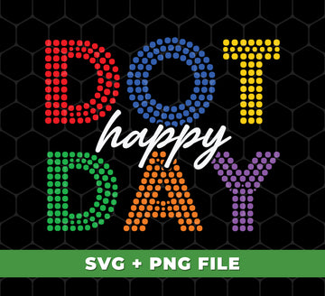 Create your own dot designs with our Happy Dot Day, Colorful Dot Day, Love Dots, and Dot's Day Digital Files. High-resolution PNG Sublimation files included for use with sublimation printers and other digital design projects.